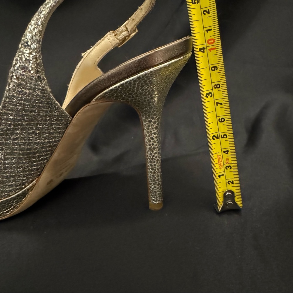 Authentic Jimmy Choo Nova Champagne Glittery Peep Toe Slingbacks w/ Original Box - Picture 5 of 16